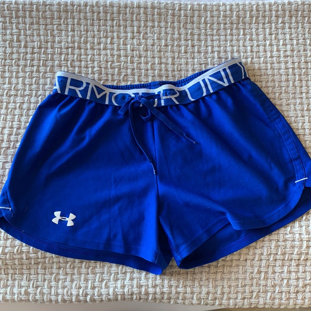 Under armor running shorts. Decently worn